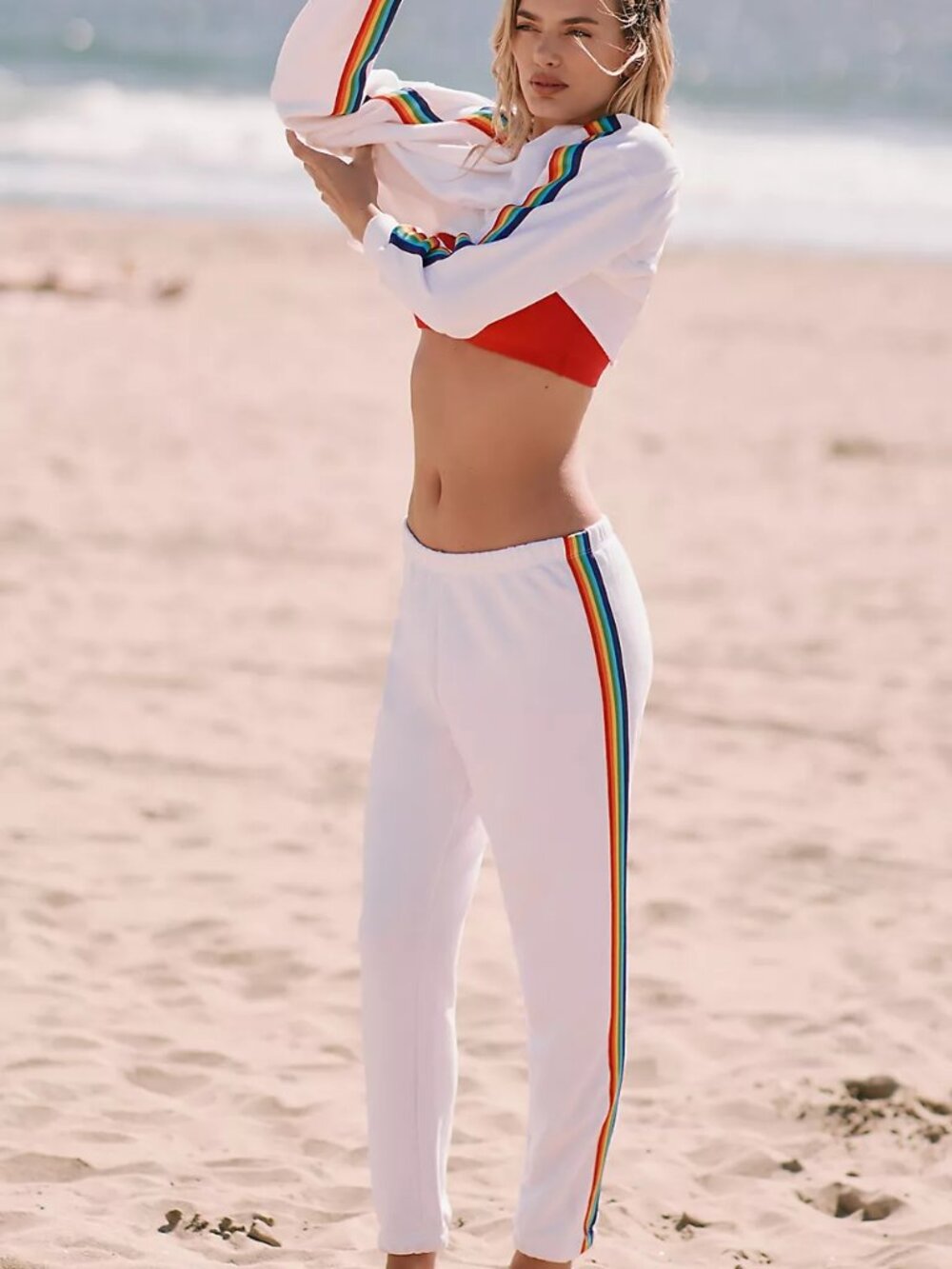 Spiritual Gangster Rainbow Stripes Luna Sweatpants Sz M NEW
